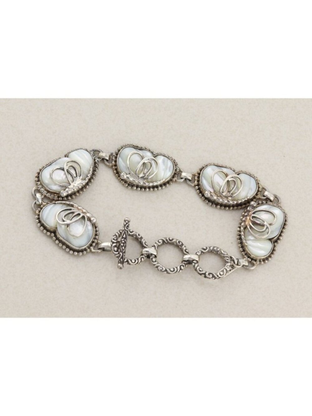 Sterling Silver Sarda Mother of Pearl Butterfly Bracelet 7 1/4" - 8 1/4"